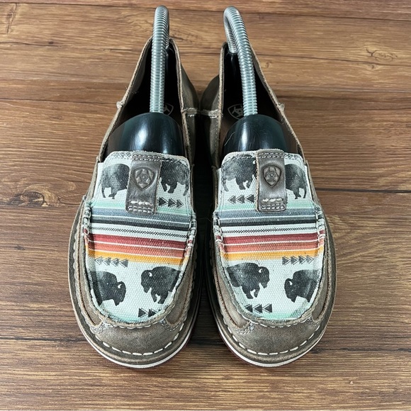 Ariat Crusier ‘Buffalo Print’ Leather Slip-On Sneakers Loafers Women’s Size 7 - Picture 6 of 11